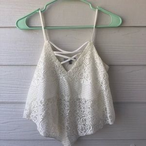 White lace crop top